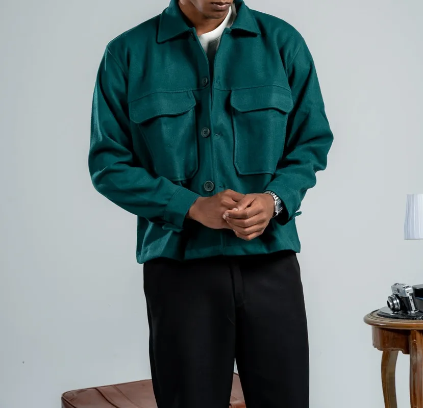 Teal Wool Blend Short Coat