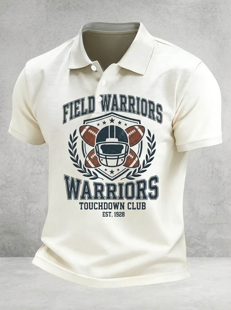 Men's American Football Lover Field Warriors Graphic Polo Shirt