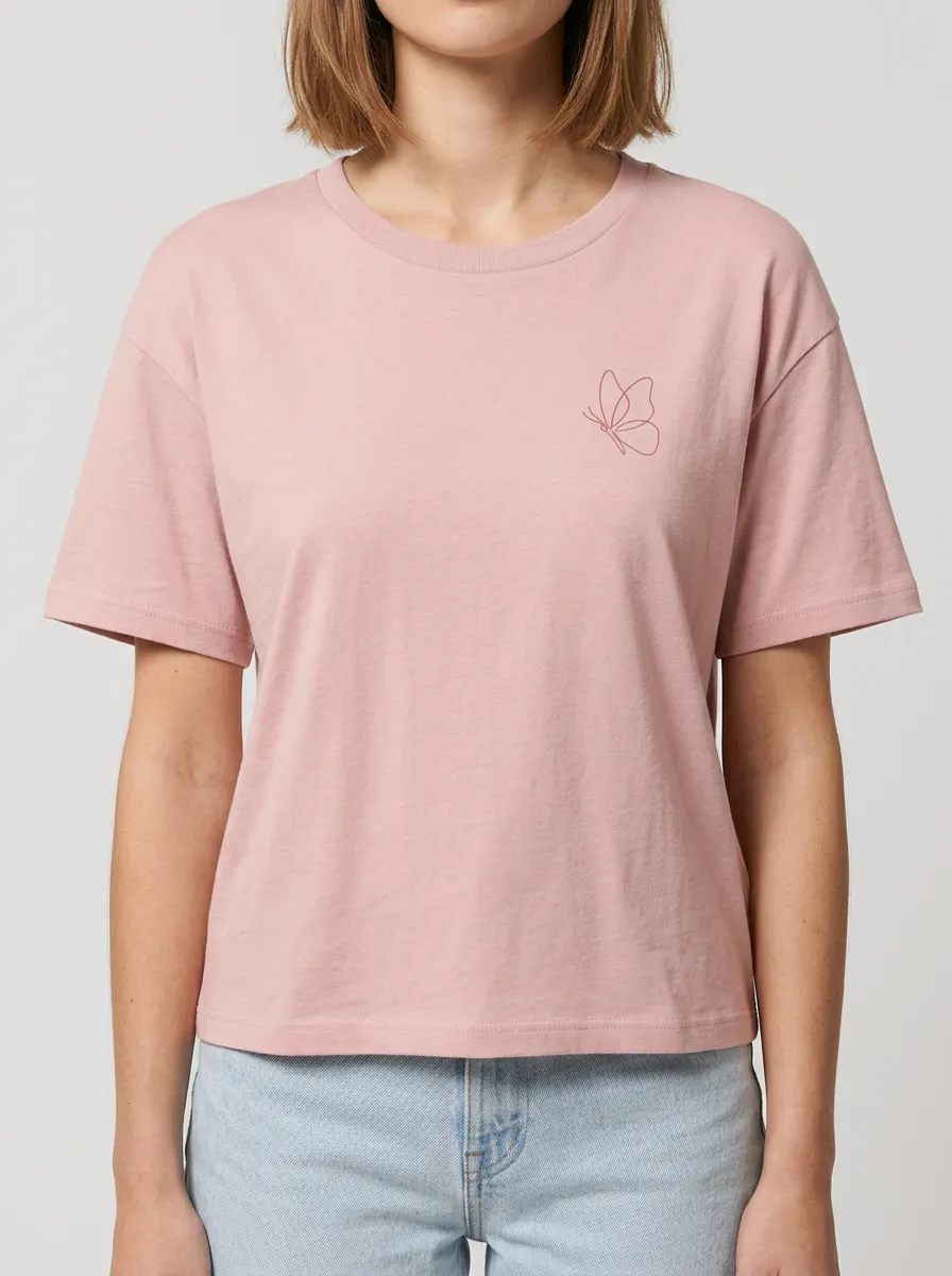 Women's Minimalist Butterfly Line Art Printed T-shirt