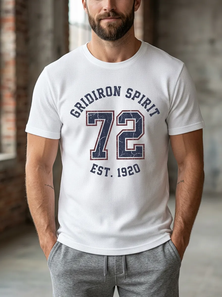 Men's Graphic Football Gridiron Ball Crew Neck Graphic T-Shirt