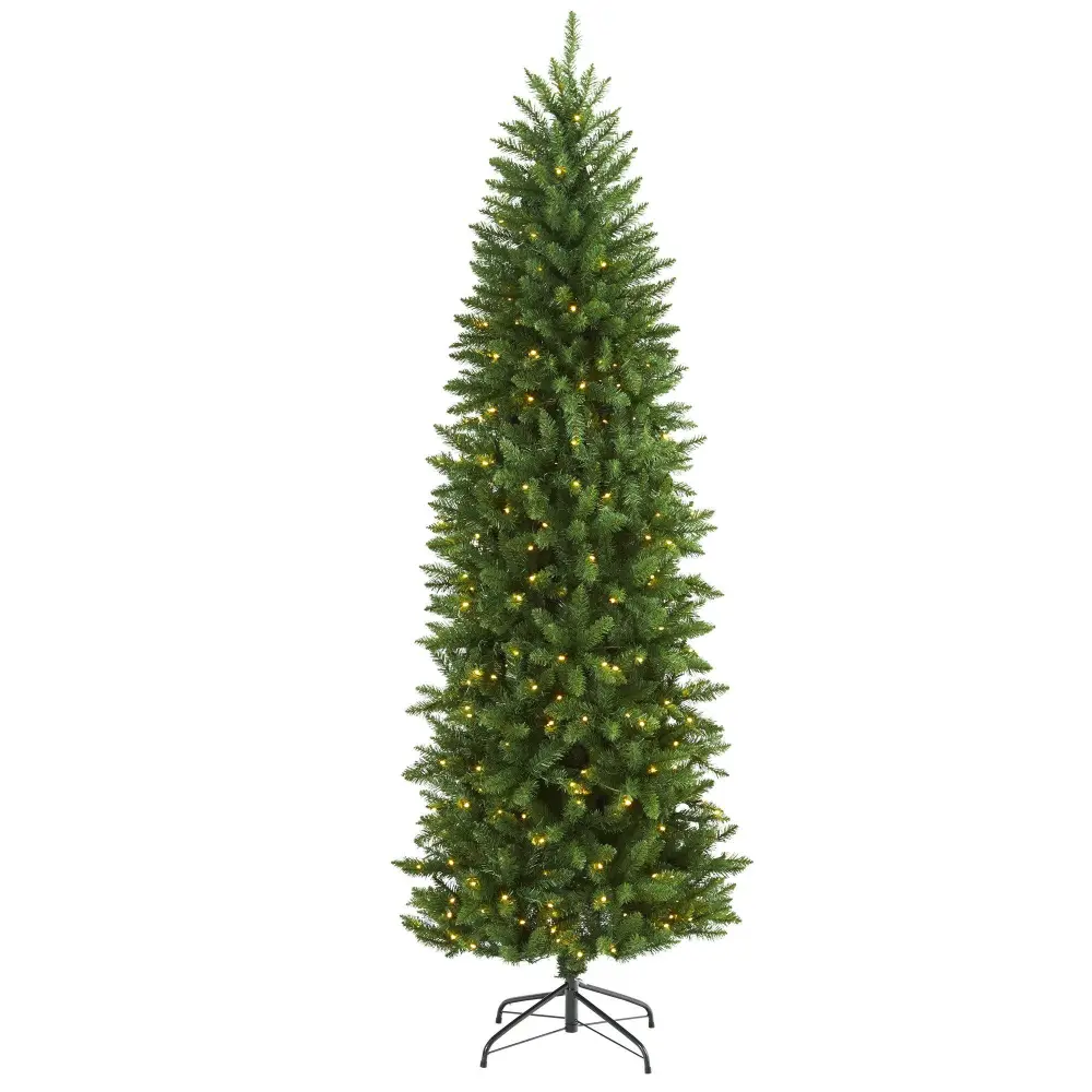 Slim Mountain Pine Artificial Christmas Tree with Clear LED Lights Garden Accent