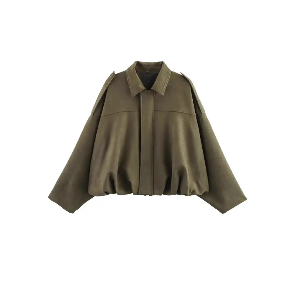 Cropped Suede Look Bomber Jacket