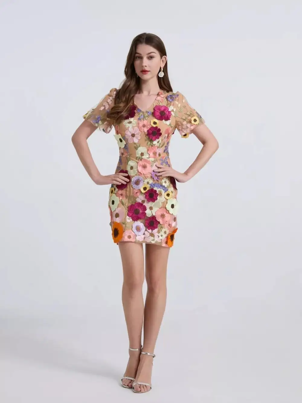 Puff-Sleeve Floral Mini Dress