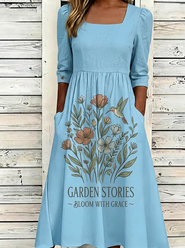 Garden Nature Lover Hummingbird Floral Dress