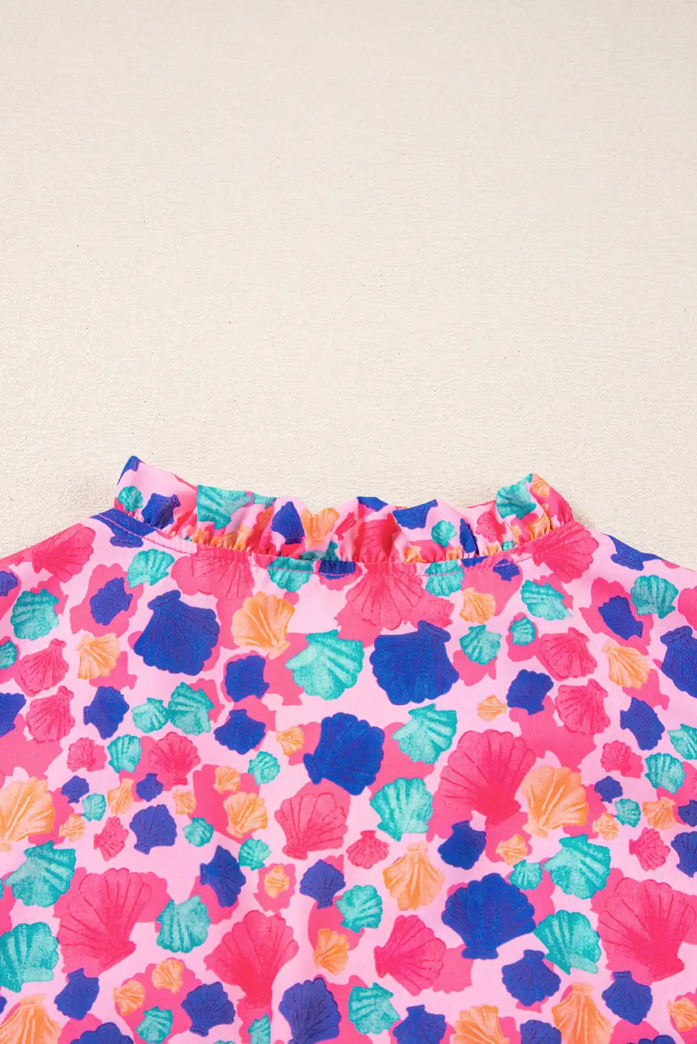 Everyday Abstract Print Ruffled V-Neck Blouse