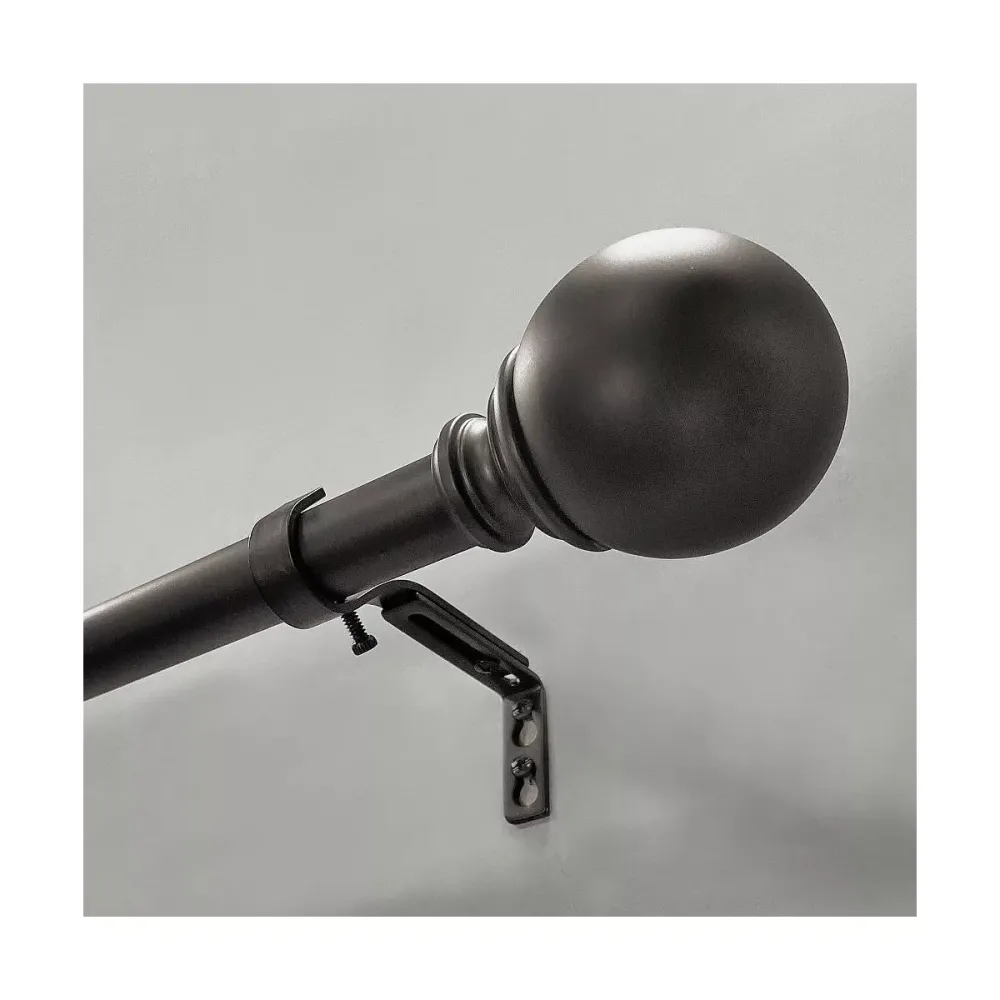 Adjustable Ball Finial Metal Curtain Rod 72 x 144-Inch