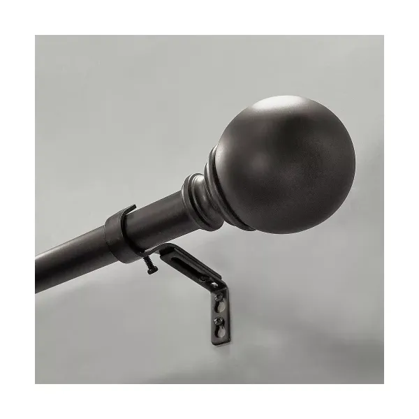 Adjustable Ball Finial Metal Curtain Rod 72 x 144-Inch