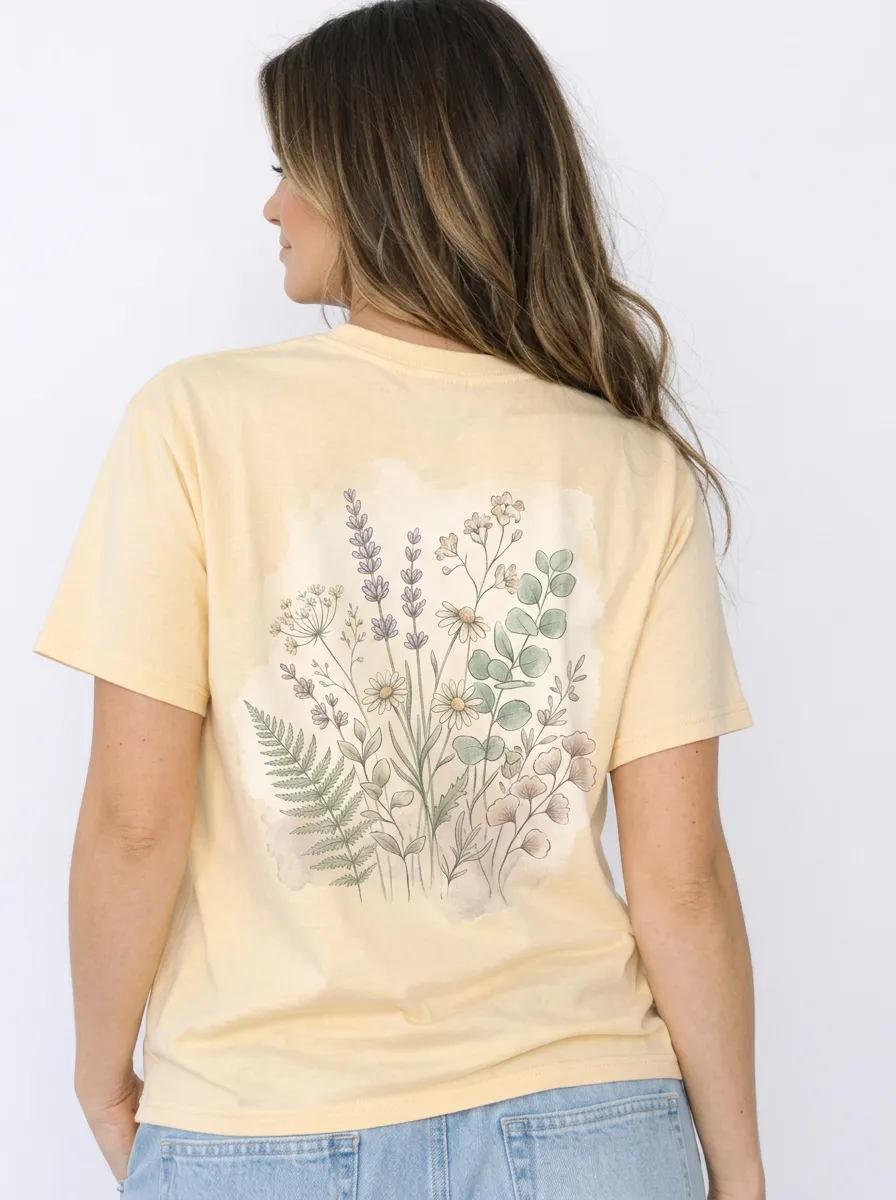 Women's Nature Lover Wildflower Bouquet Printed T-shirt