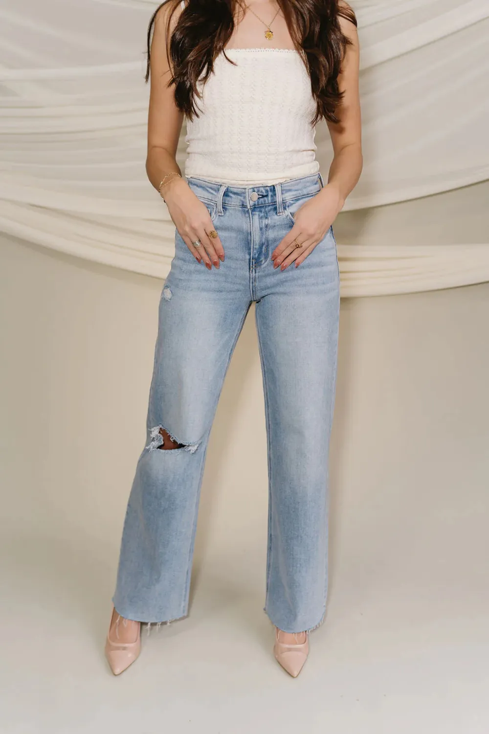 Distressed Detail Jeans With Pockets