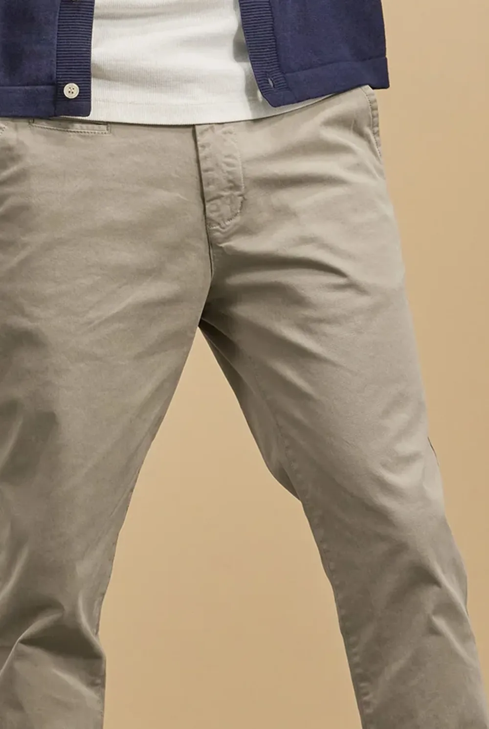 Slim Fit Stretch Cotton Blend Chino Trousers