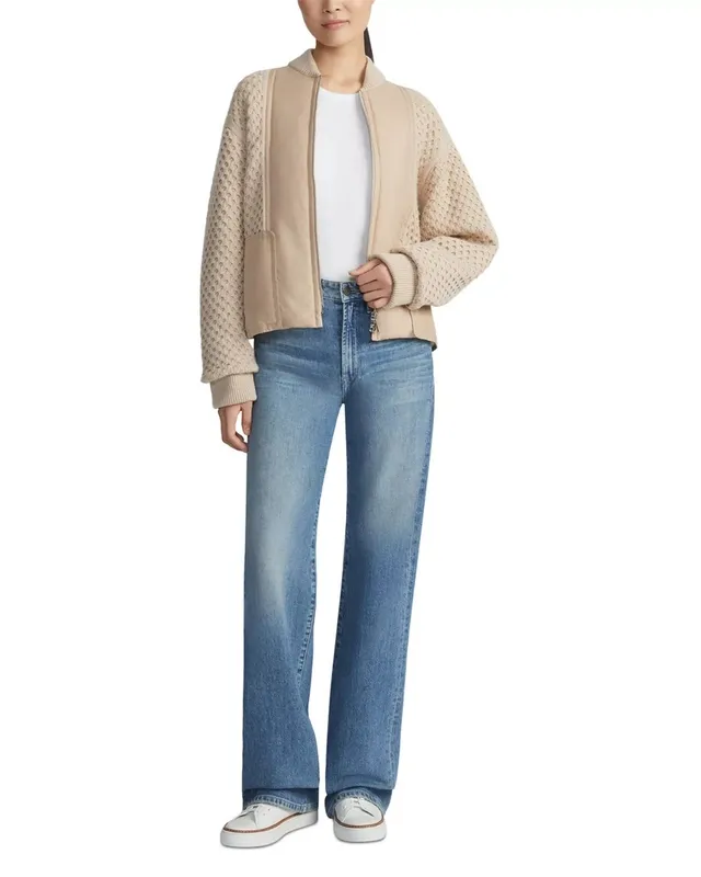 Ribbed Crew Neck Long Sleeve Jacket