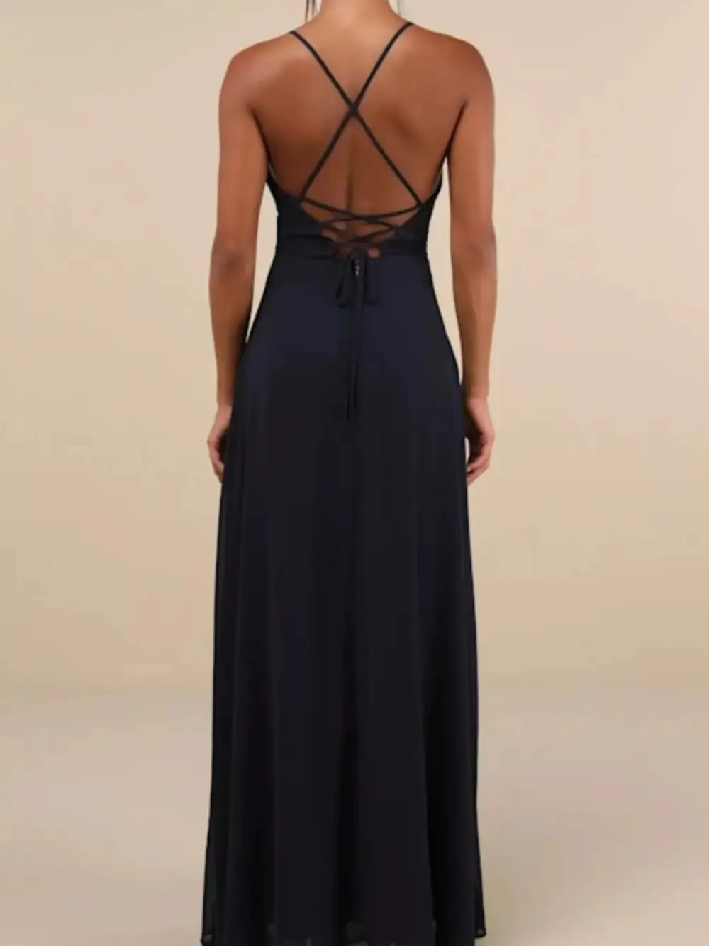 Crisscross Back Slit Maxi Dress