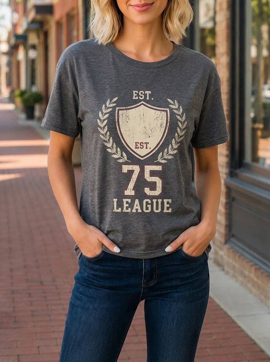 Women's 75 League Shield Laurel Wreath Printed T-shirt