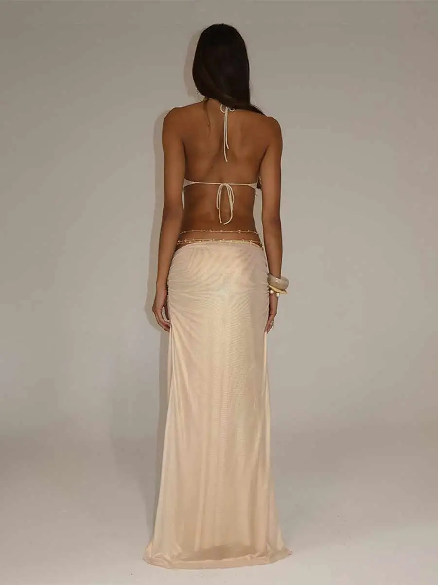 Simone Deep V Neck Backless Maxi Dress