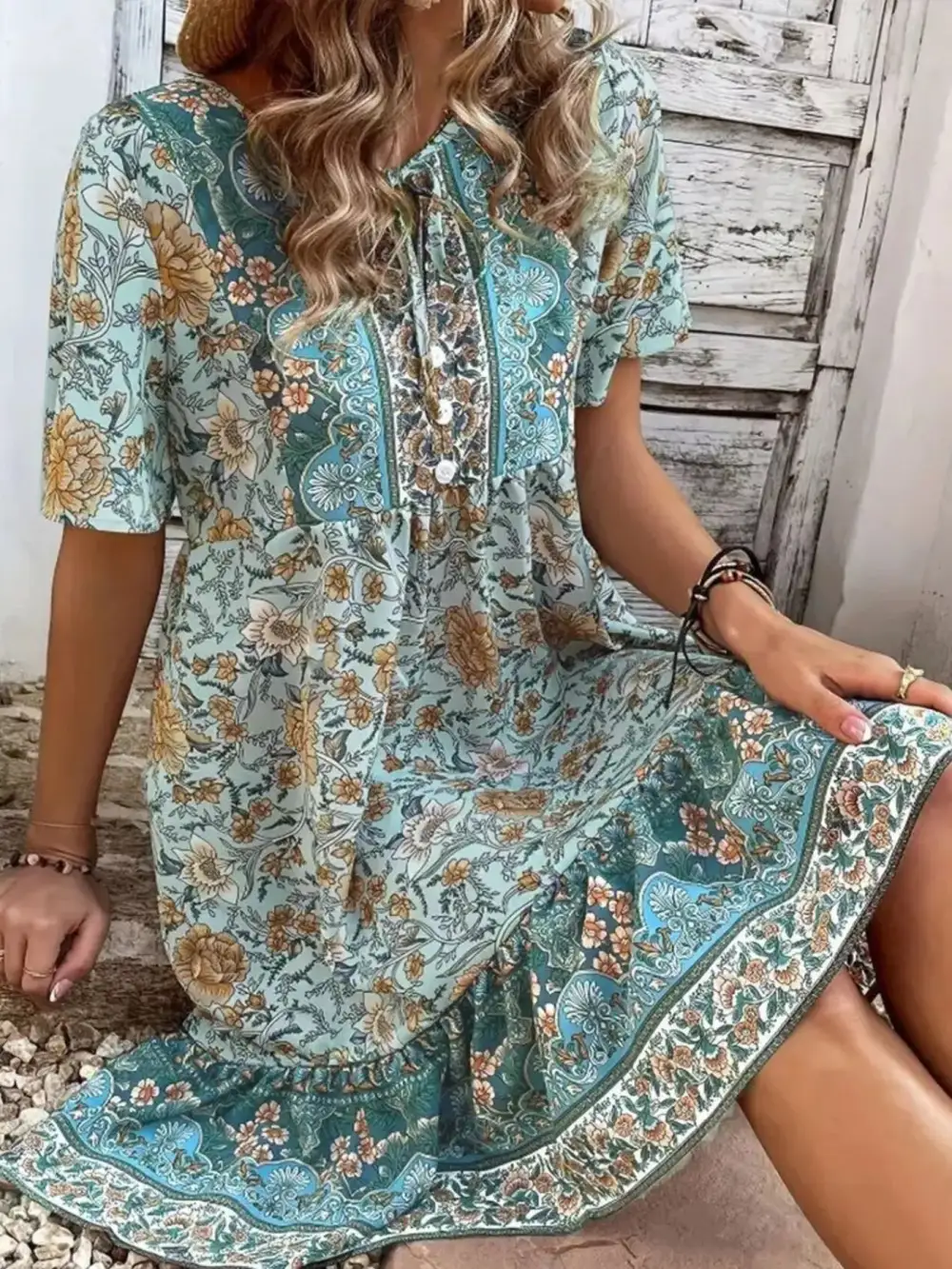 Comfort Fit Printed Short Sleeve Mini Dress