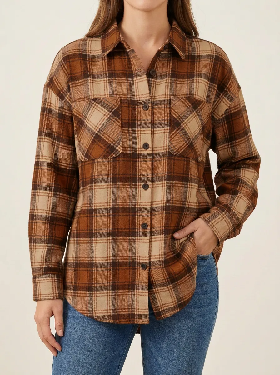 Scenic Printed Plaid Plaid Long-Sleeve Shirt