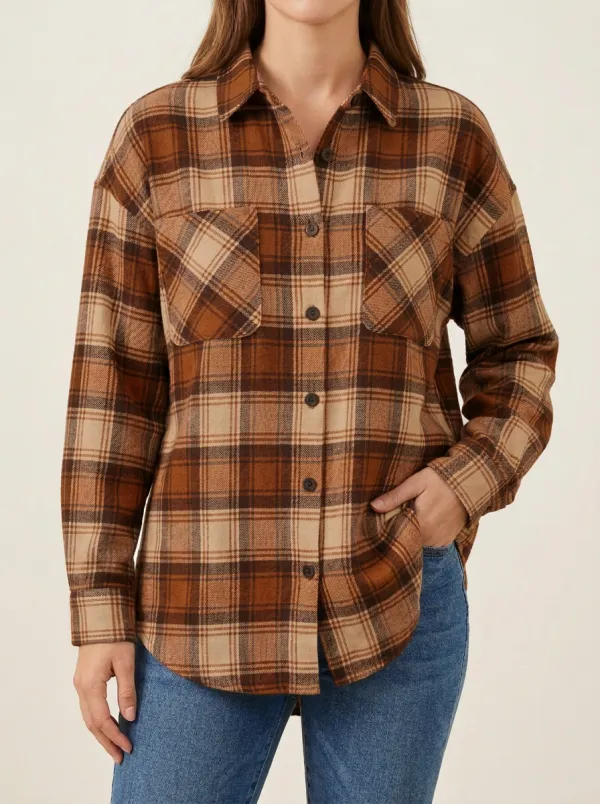 Scenic Printed Plaid Plaid Long-Sleeve Shirt