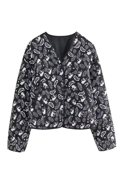 Floral Relaxed V-Neck Jacket