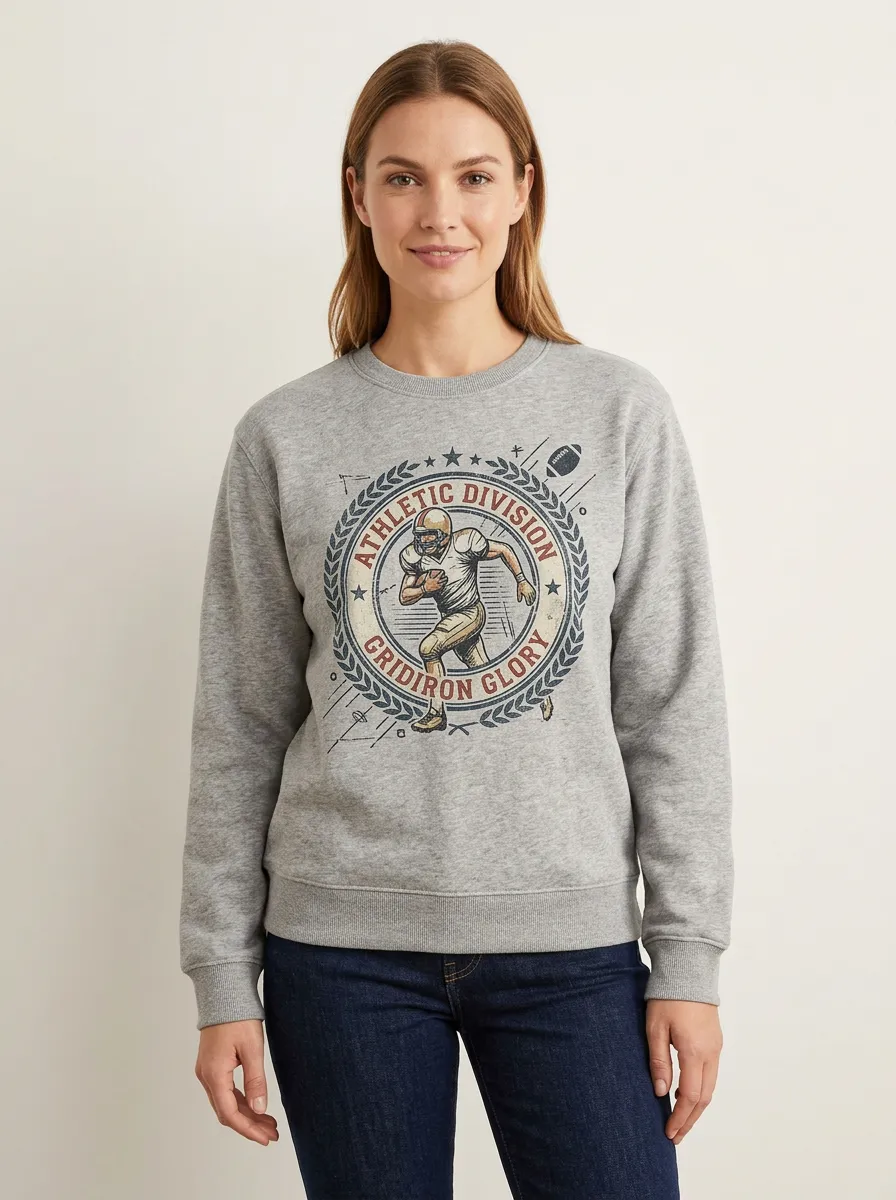 Women's American Football Lover Athletic Division Gridiron Glory Printed Sweatshirt