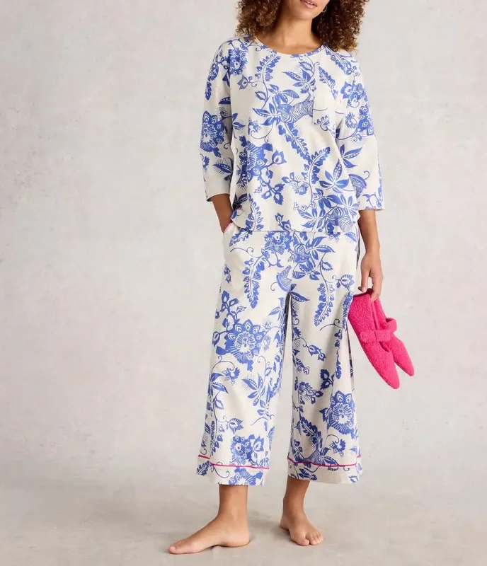 Cotton Wide Leg Cropped Sleep Set