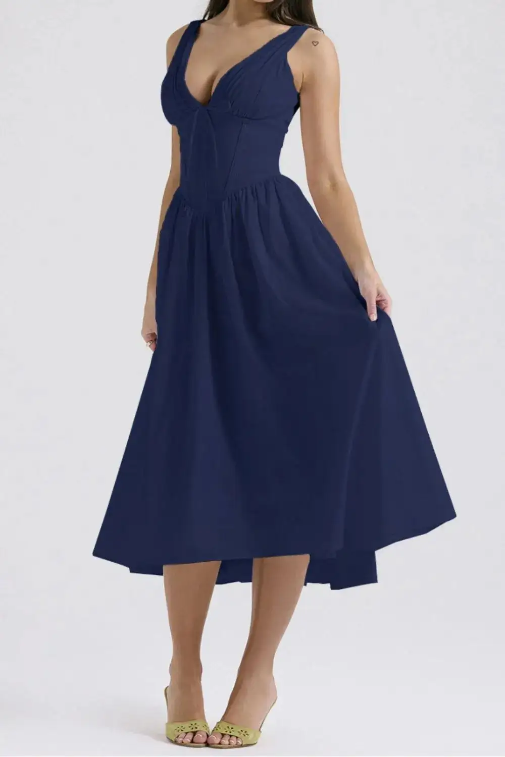 Modern V Neck Sleeveless Casual Dress