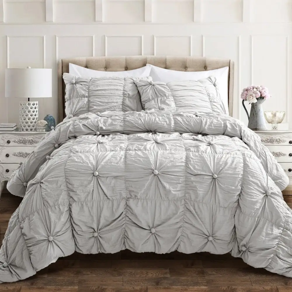 Clean Polyester Textured Comforter Bedding Set