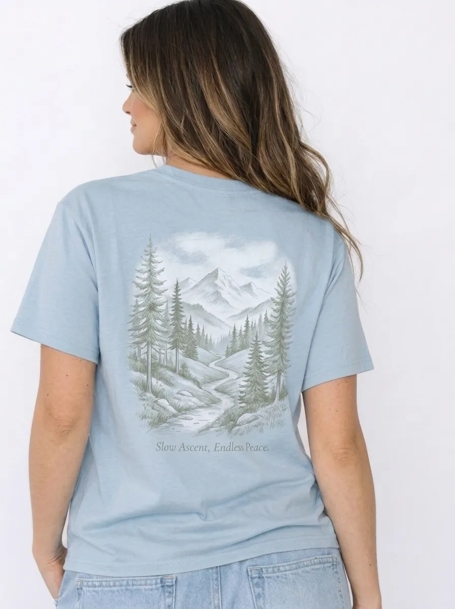 Women's Nature Lover Mountain Forest Landscape Printed T-shirt