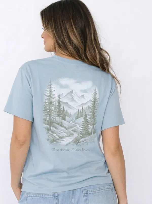 Women's Nature Lover Mountain Forest Landscape Printed T-shirt