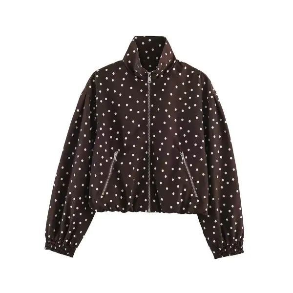 Stand Collar Elastic Hem Bomber Jacket