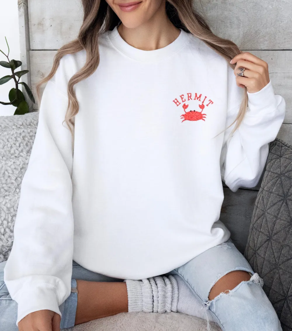 Embroidered Funny Crab Sweatshirt