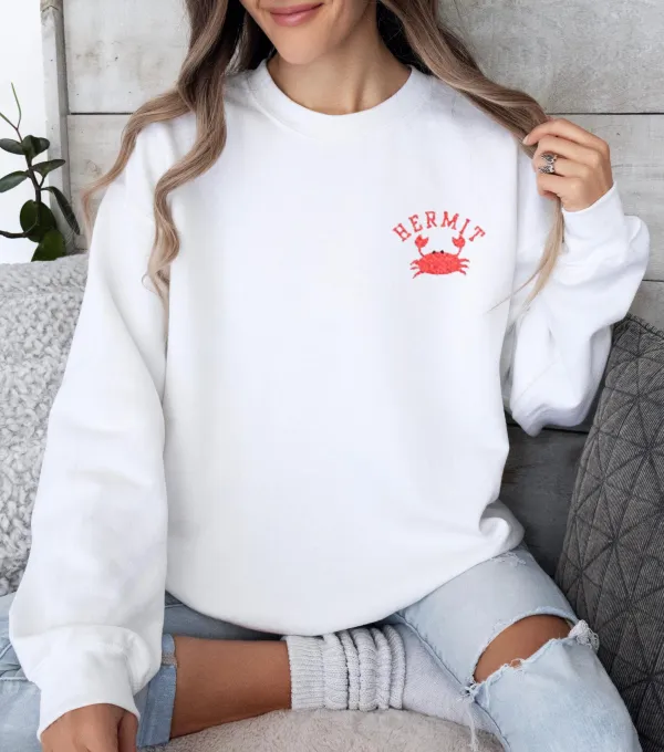 Embroidered Funny Crab Sweatshirt