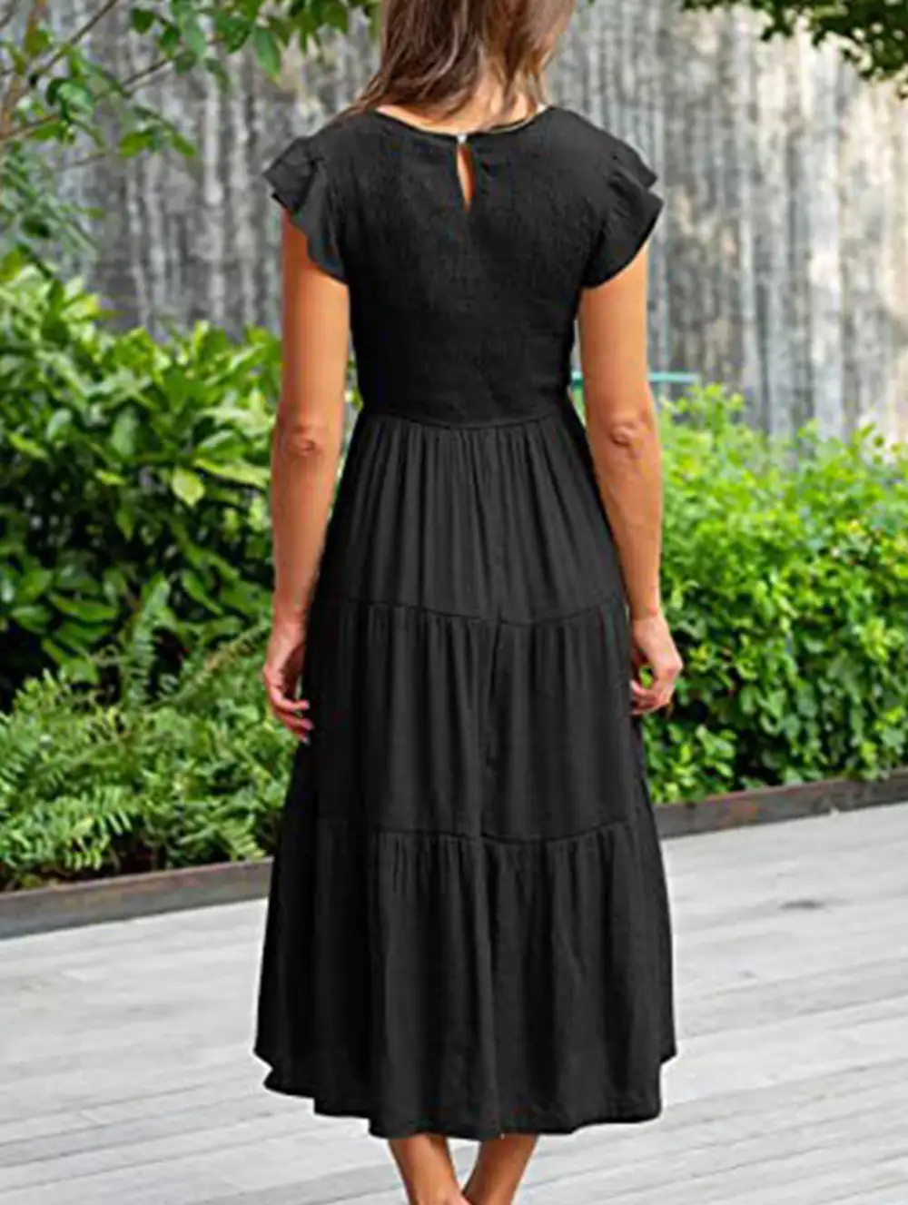 Flutter Sleeve Tiered Mini Dress