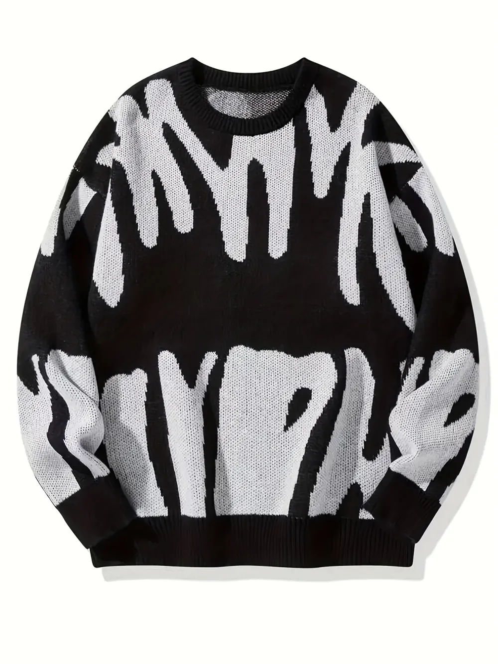 Graphic Pattern Pullover Sweater Crew Neck