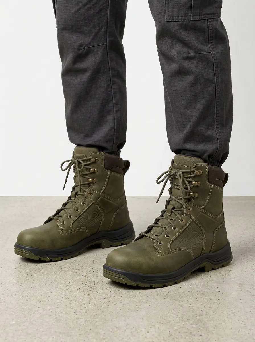 Unisex Easygoing Outdoor Hiking Topographic Pattern Print Work Boots