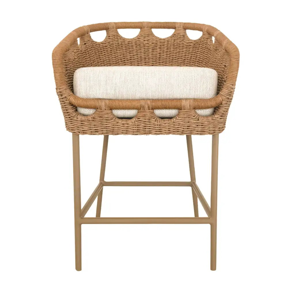 Hand-Woven Wicker Outdoor Counter Stool