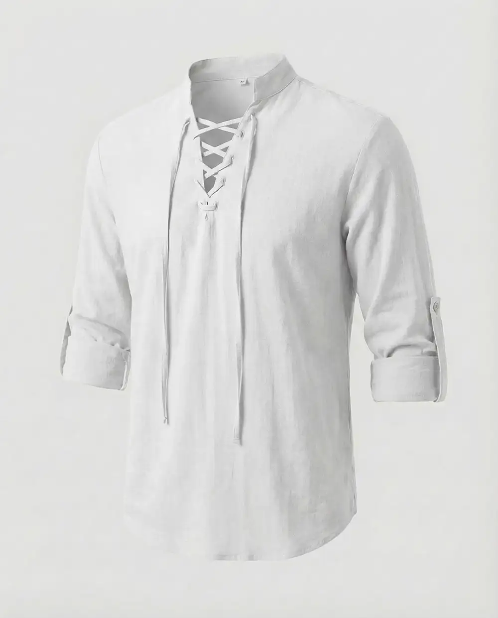 Men's Linen Shirt Lace Collar