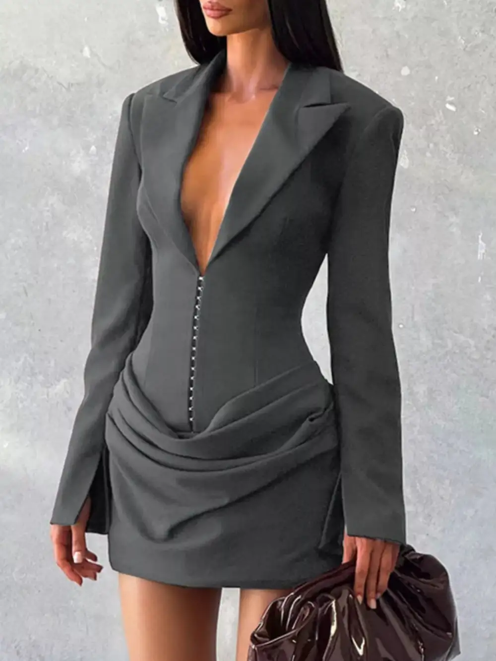 Balanced Detail Long Sleeve Mini Dress