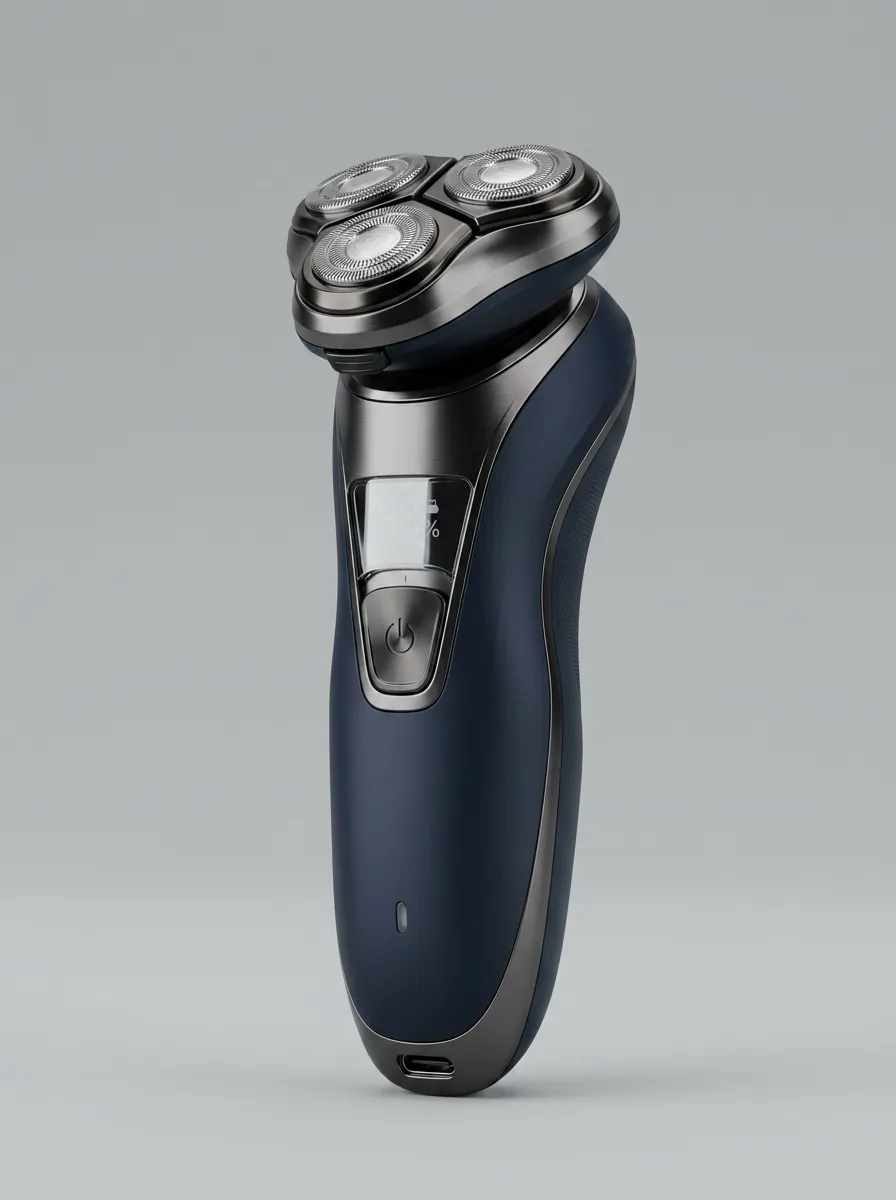 Rotary Triple-Head LED Display Electric Shaver for Routine Shaving