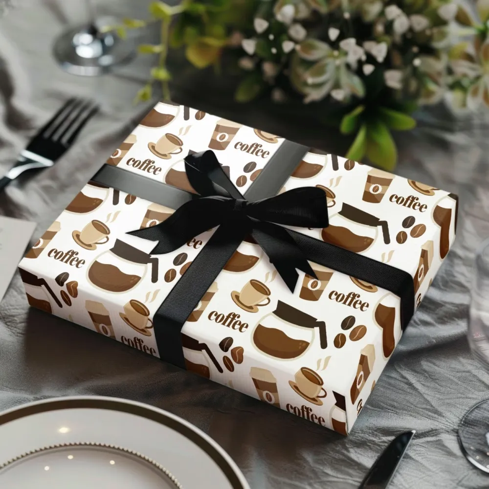 Coffee-Themed Gift Wrapping Paper