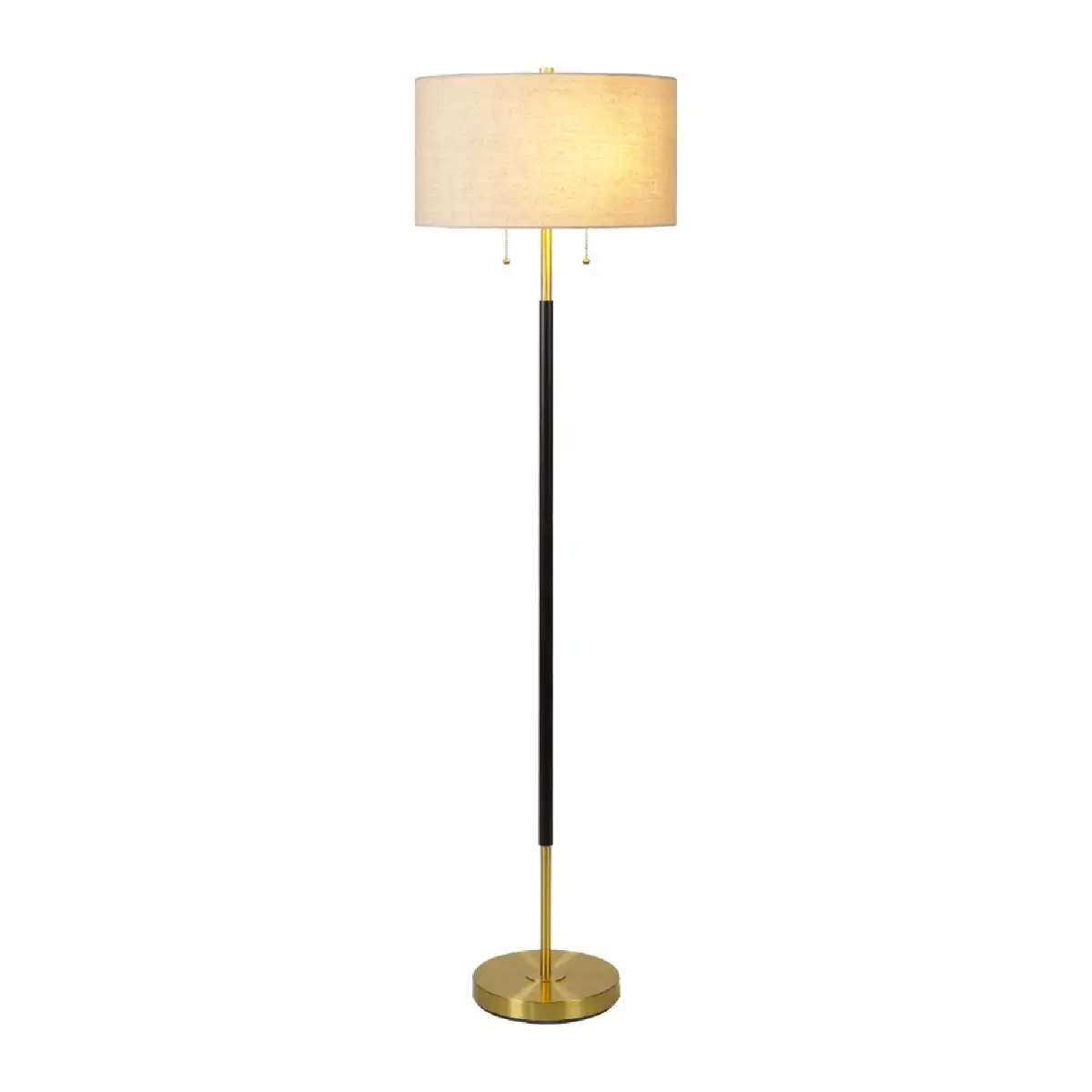 Linen-Shade Pull-Switch Floor Lamp