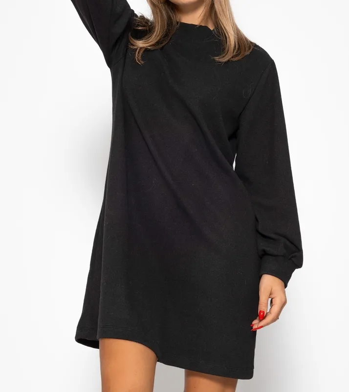 Black Collar Sweatshirt Dress