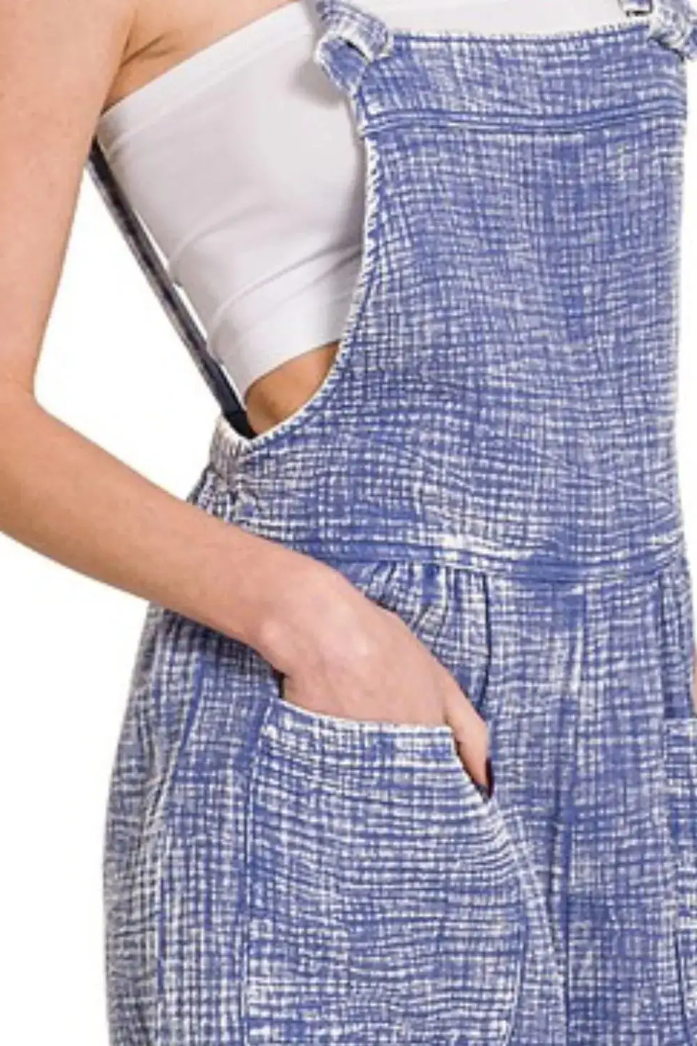 Textured Woven Double Gauze Acid Washed Romper