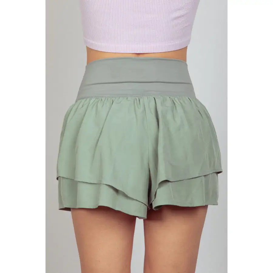 V-shaped High Waist Layered Active Shorts