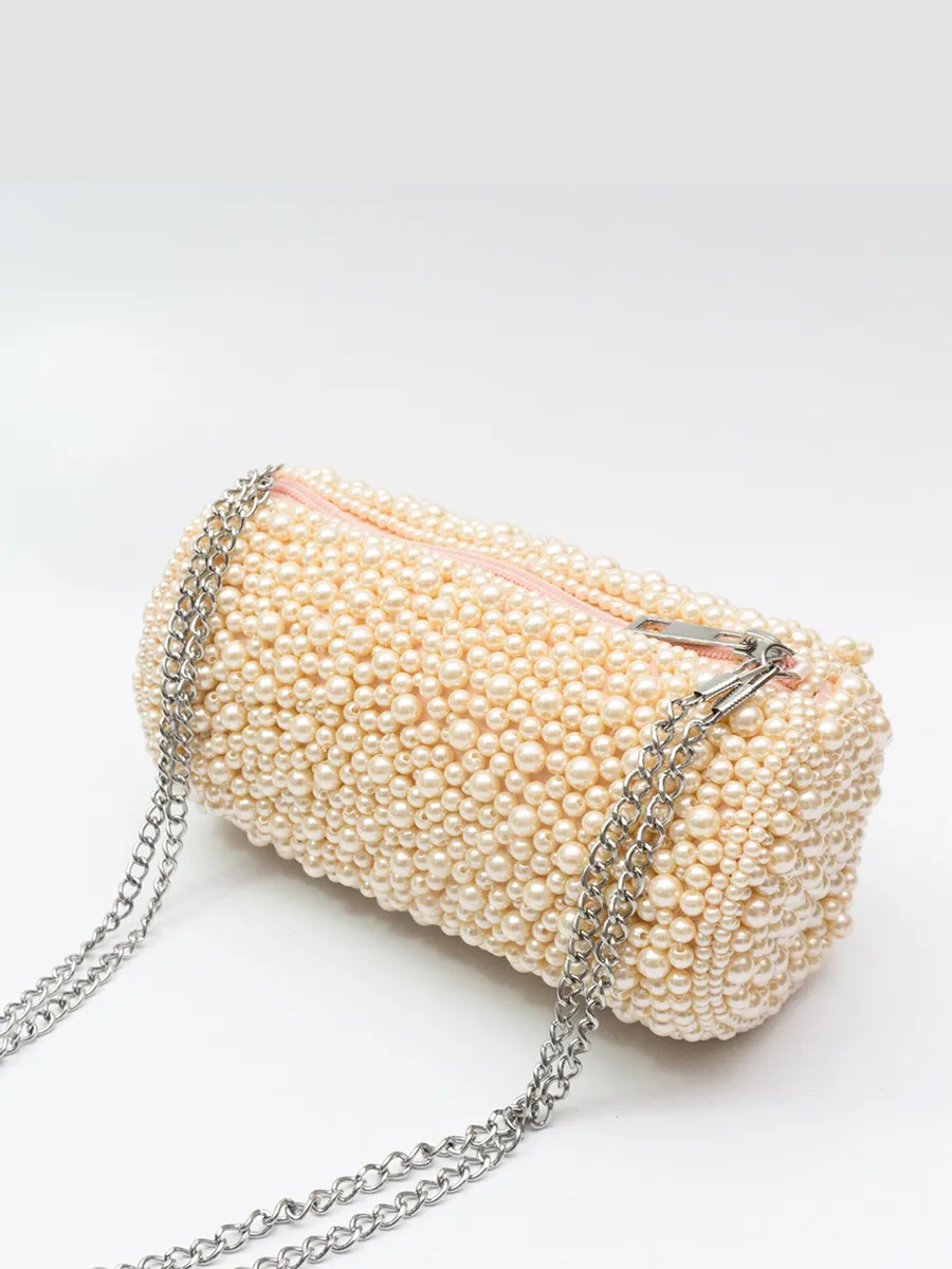 Junia Pearl-Embellished Cylindrical Chain Shoulder Bag