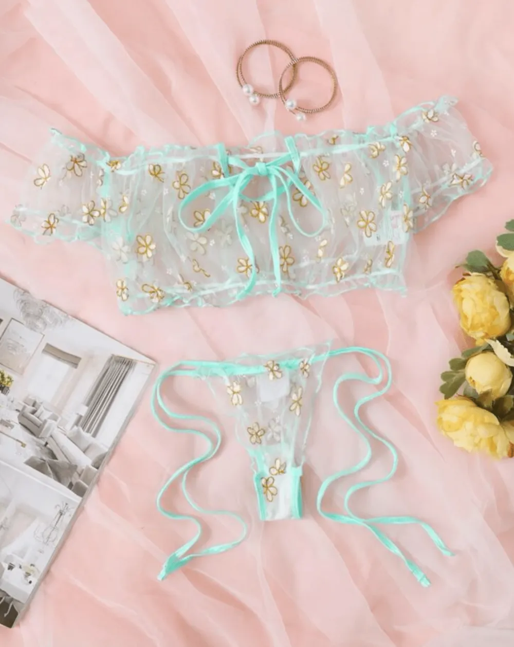 Refined Daisy Ruffle Lingerie Set