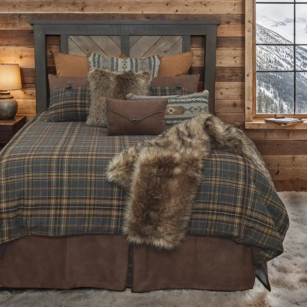 Plaid Pine Motif Duvet Set