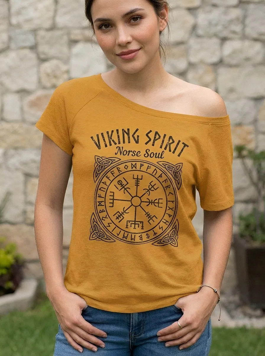 Women's Viking Spirit Norse Soul Vegvisir Printed T-shirt