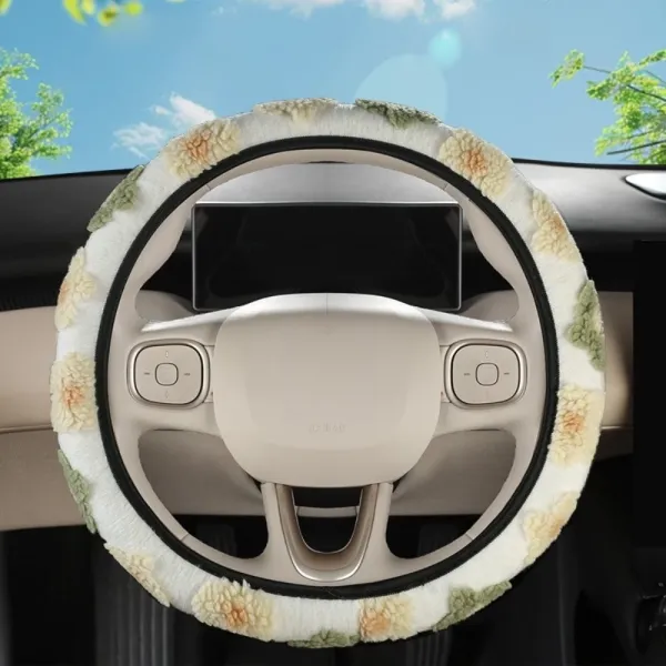 Fluffy Floral Steering Wheel Cover