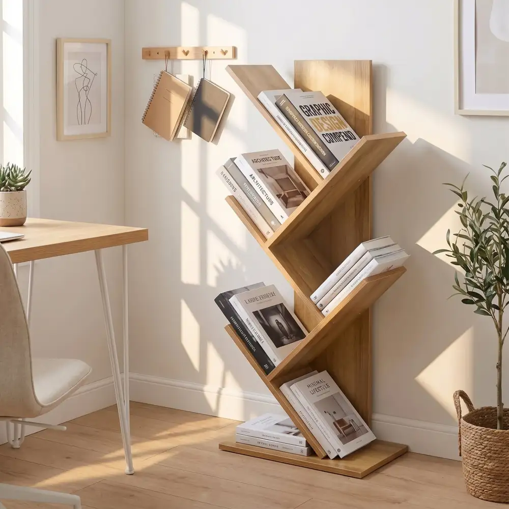 Storage Focused Panel Construction Tree Bookshelf