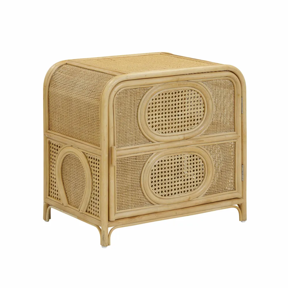 Storage Bohemian Rattan Cane Nightstand